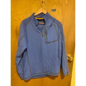Orvis Mens Quarter Zip Jacket, Blue, Size M, Front Zipper Pocket Fishing